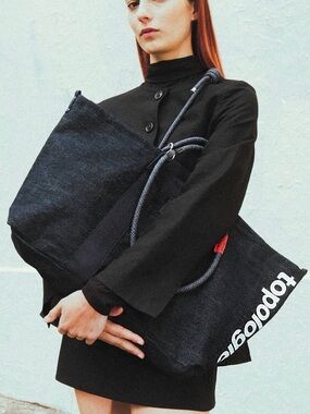 Denim summit Tote with Rope Handles Large